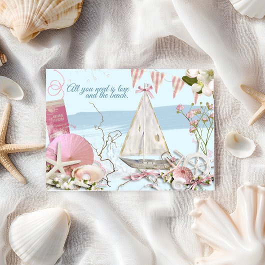 Kute Nautical Beach Retro Greeting Briefkaart