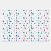 Kute Nautical Blue en Red Sailing Pattern Inpakpapier Vel (Voorkant 2)
