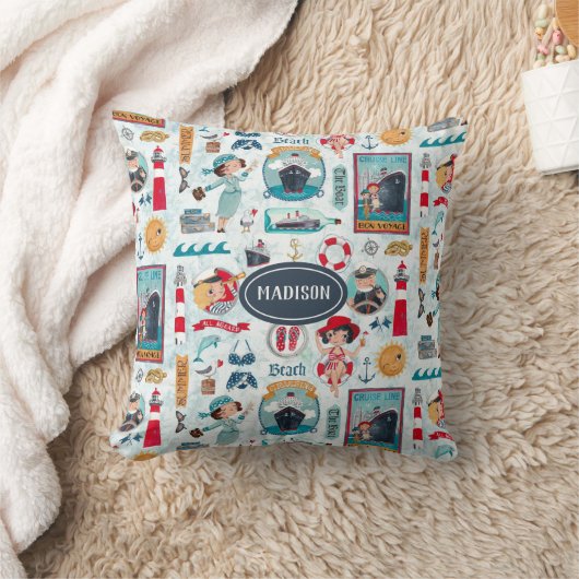 Kute Nautical blue oceaangarelpatroon Kussen (Deken)