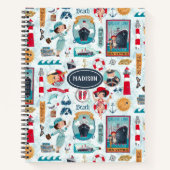 Kute Nautical blue oceaangarelpatroon Notitieboek (Voorkant)