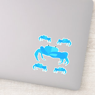 Kute Nautical Cartoon Blue Crabs Water Fles Sticker