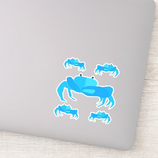 Kute Nautical Cartoon Blue Crabs Water Fles Sticker (Detail)