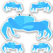 Kute Nautical Cartoon Blue Crabs Water Fles Sticker (Voorkant)