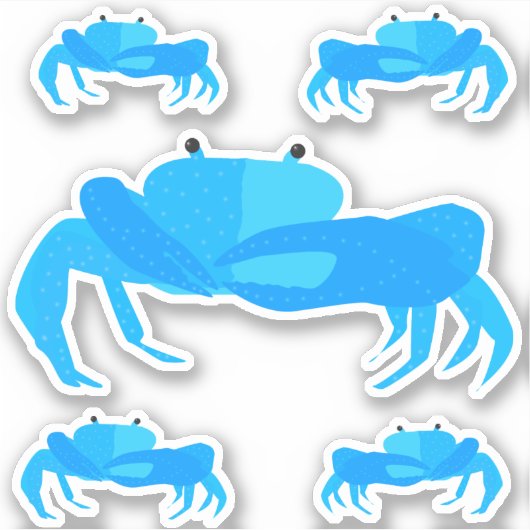 Kute Nautical Cartoon Blue Crabs Water Fles Sticker (Voorkant)