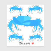 Kute Nautical Cartoon Blue Crabs Water Fles Sticker (Vel)