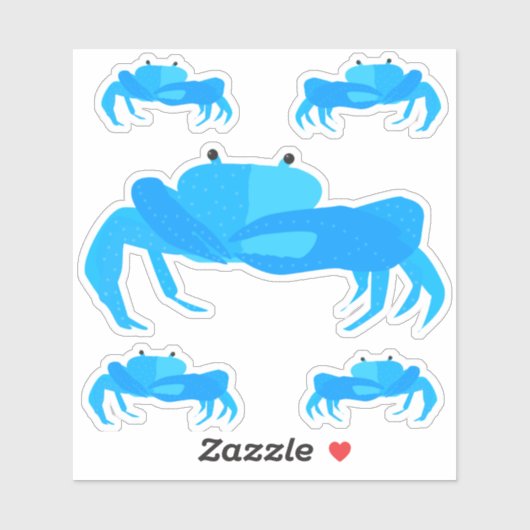 Kute Nautical Cartoon Blue Crabs Water Fles Sticker (Vel)