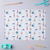 Kute Nautical Lighthouse Ship and Zee Gull Blue Tissuepapier (Craft)