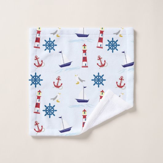 Kute Nautical Sailing Pattern Kinder Bad Handdoek (Wasdoekje)