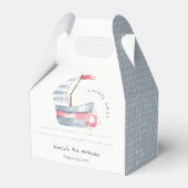 Kute Nautical Soft Red Blue Sailboat Kids Birthday Bedankdoosjes (Achterkant)