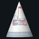 Kute Nautical Soft Red Blue Sailboat Kids Birthday Feesthoedjes<br><div class="desc">Een Cute Nautical Pastel Red Blue Sailboat Theme Collectie... Het is een Elegant Simple Minimal waterverf Illustration of pastelred and blue sailboat with waves, perfect voor je baby shower aan de kust en kleine verjaardagsfeestjes. Het is zeer gemakkelijk om, met uw persoonlijke details aan te passen. Als u een ander...</div>