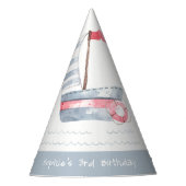 Kute Nautical Soft Red Blue Sailboat Kids Birthday Feesthoedjes (Voorkant)