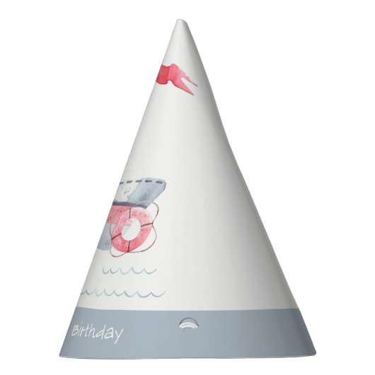 Kute Nautical Soft Red Blue Sailboat Kids Birthday Feesthoedjes (Rechts)