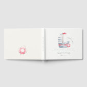 Kute Nautical Soft Red Blue Sailboat Kids Birthday Gastenboek (Volledig)