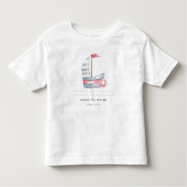 Kute Nautical Soft Red Blue Sailboat Kids Birthday Kinder Shirts