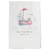Kute Nautical Soft Red Blue Sailboat Kids Birthday Medium Cadeauzakje (Achterkant)