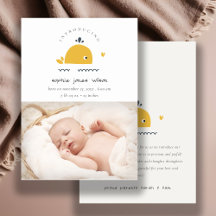 Kute Nautical Whale Heart Foto geboorteaankondigin