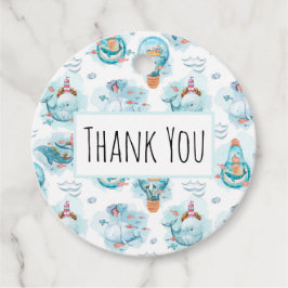 Kute Nautical Whales Waterverf Pattern Birthday Bedankjes Labels