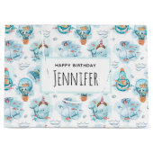 Kute Nautical Whales Waterverf Pattern Birthday Groot Cadeauzakje (Voorkant)