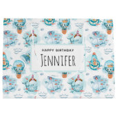 Kute Nautical Whales Waterverf Pattern Birthday Groot Cadeauzakje (Achterkant)