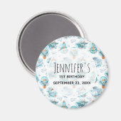 Kute Nautical Whales Waterverf Pattern Birthday Magneet (Voorkant / Achterkant)