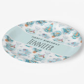 Kute Nautical Whales Waterverf Pattern Birthday Papieren Bordje (Gekanteld)