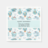 Kute Nautical Whales Waterverf Pattern Birthday Servet (Voorkant)