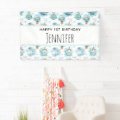 Kute Nautical Whales Waterverf Pattern Birthday Spandoek (Insitu)