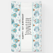 Kute Nautical Whales Waterverf Pattern Birthday Spandoek (Verticaal)