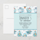 Kute Nautical Whales Waterverf Pattern Birthday Uitnodiging Briefkaart (Voorkant / Achterkant)