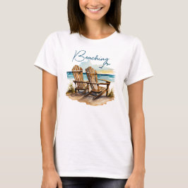 Kute Navy Blue Beach Stoel die zeegarens in de oce T-shirt
