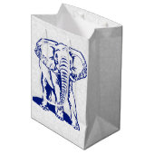 Kute Navy Blue Elephant Line Drawing Medium Cadeauzakje (Voorkant Gekanteld)