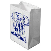 Kute Navy Blue Elephant Line Drawing Medium Cadeauzakje (Achterkant Gekanteld)
