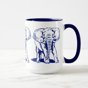 Kute Navy Blue Elephant Line Drawing Mok