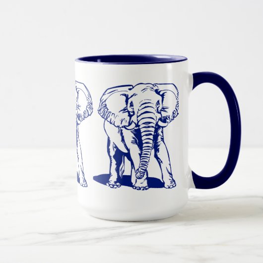 Kute Navy Blue Elephant Line Drawing Mok (Rechts)