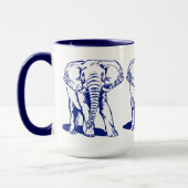 Kute Navy Blue Elephant Line Drawing Mok (Links)