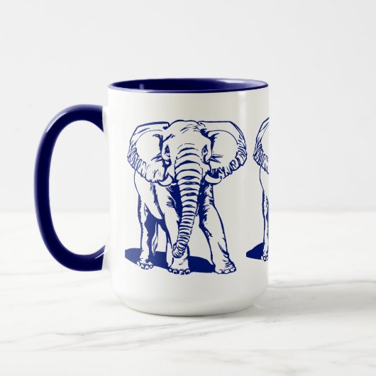 Kute Navy Blue Elephant Line Drawing Mok (Links)