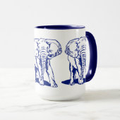 Kute Navy Blue Elephant Line Drawing Mok (Voorkant rechts)