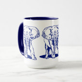 Kute Navy Blue Elephant Line Drawing Mok (Voorkant links)