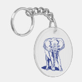 Kute Navy Blue Elephant Line Drawing Sleutelhanger (Voorkant Links)