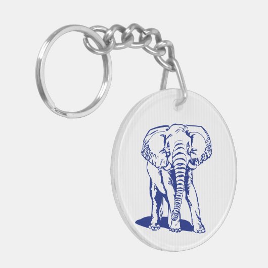 Kute Navy Blue Elephant Line Drawing Sleutelhanger (Voorkant Links)