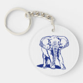 Kute Navy Blue Elephant Line Drawing Sleutelhanger (Voorkant)