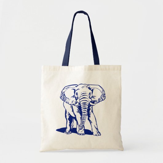Kute Navy Blue Elephant Line Drawing Tote Bag (Voorkant)