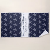 Kute Navy Blue Starfish Custom Beach Towel Strandlaken (Voorkant)
