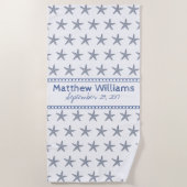Kute Navy Blue Starfish Custom Beach Towel Strandlaken (Voorkant)