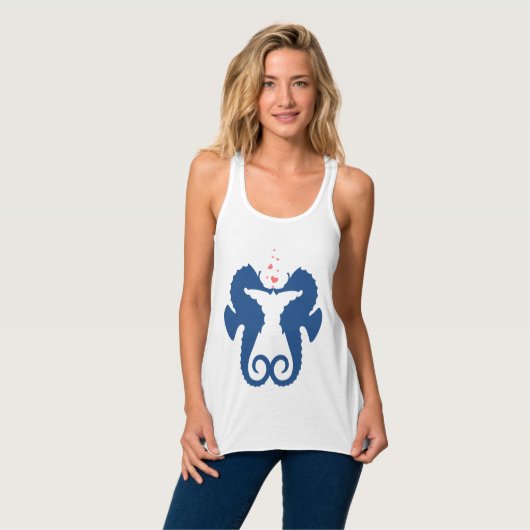 Kute Navy Blue Zee Horses in Love Tanktop (Volledige Voorkant)