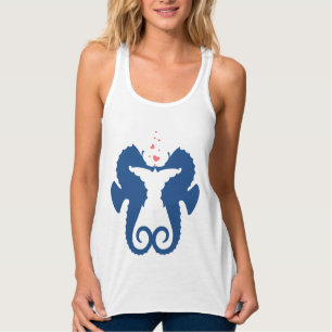 Kute Navy Blue Zee Horses in Love Tanktop