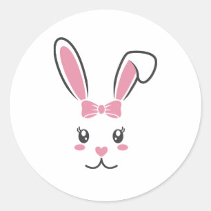 Kute nederige paashaas krijgt kans op een gelukkig ronde sticker