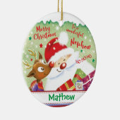 Kute Nephew, Santa, Deer en Cadeaus, Kerstmis Keramisch Ornament (Rechts)