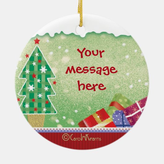 Kute Nephew, Santa, Deer en Cadeaus, Kerstmis Keramisch Ornament (Achterkant)