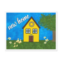 Kute New Home Yellow House Drawing Notice
